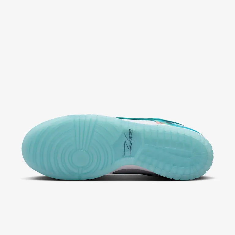 Futura Laboratories x Nike SB Dunk Low White and Geode Teal
